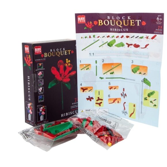 Block Tech Block Bouquet Flower Red Hibiscus NWT Botanical Plant Activity Toy - Picture 5 of 8